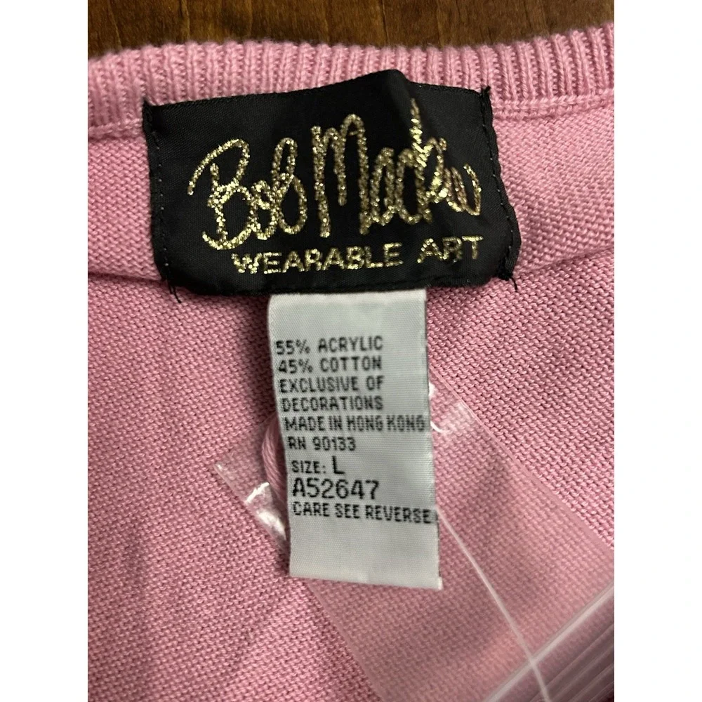 Bob Mackie Wearable Art NWT Embellished Pink Top Sz L - Picture 9 of 9